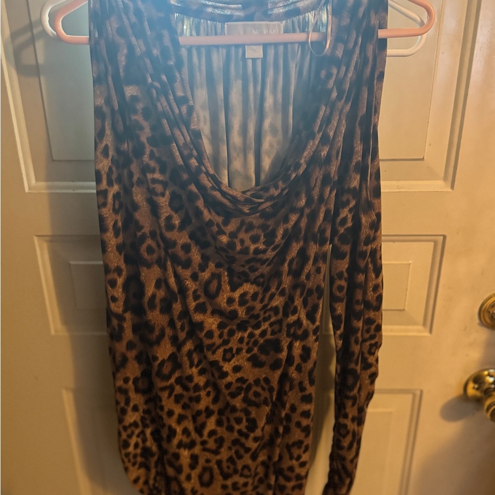 MICHAEL Michael Kors Leopard Print Midi Dress